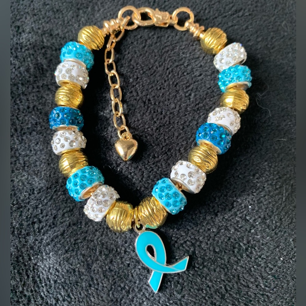 Teal/turquoise awareness bracelet